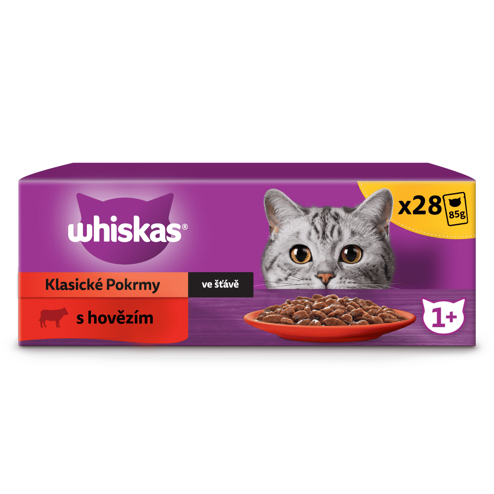 Whiskas kapsička hovädzie v šťave pre dospelé mačky 28x85 g